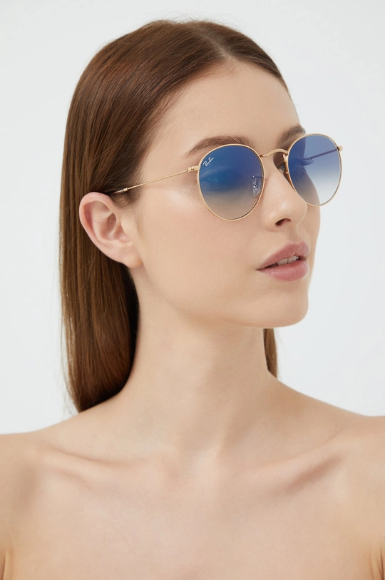 zlata Ray-Ban očala Round Metal Ženski