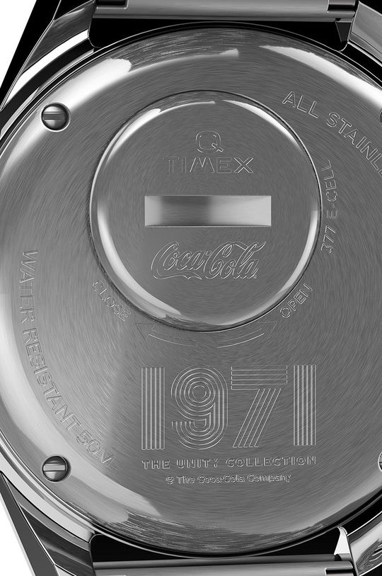 srebrny Timex zegarek TW2V25800 Q Timex x Coca-Cola Unity Collection