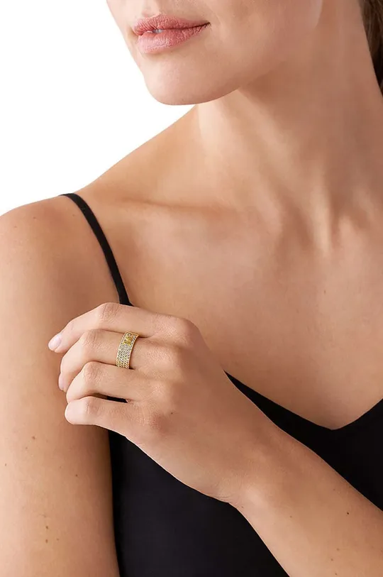 Srebrni prsten pokriven zlatom Michael Kors  Cirkoni