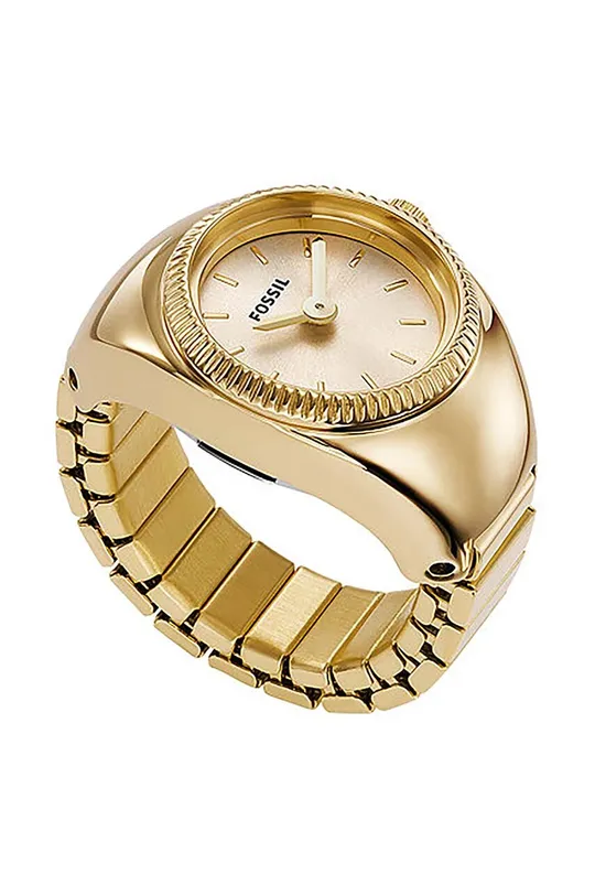 złoty Fossil pierścionek z zegarkiem Damski