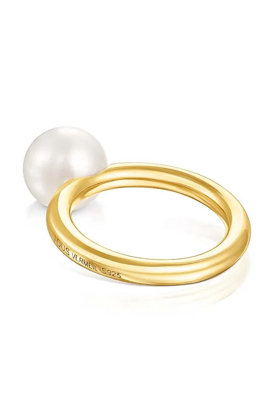 Srebrni prsten pokriven zlatom Tous Gloss  Biser, Srebro pozlaćeno 18 karatnim zlatom