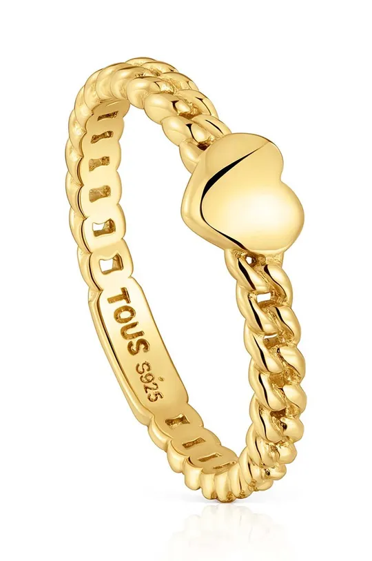 zlatna Srebrni prsten pokriven zlatom Tous 12 Ženski