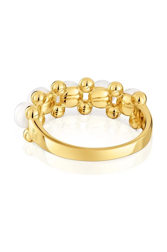 Srebrni prsten pokriven zlatom Tous 12 Srebro pozlaćeno 18k zlatom, Kultivirani biser