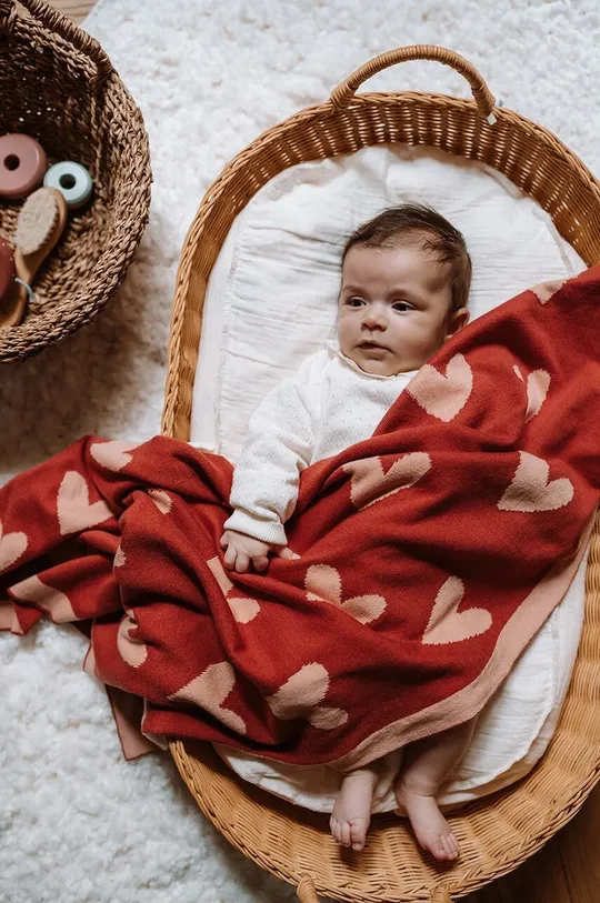 κόκκινο Κουβέρτα μωρού La Millou HEARTBEAT PINK