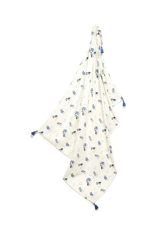 Pokrivač za povijanje beba od bambusa La Millou Bamboo PUFFIN plava