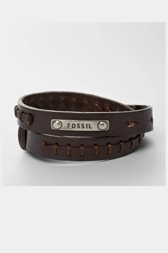коричневый Fossil - Кожаный браслет Мужской
