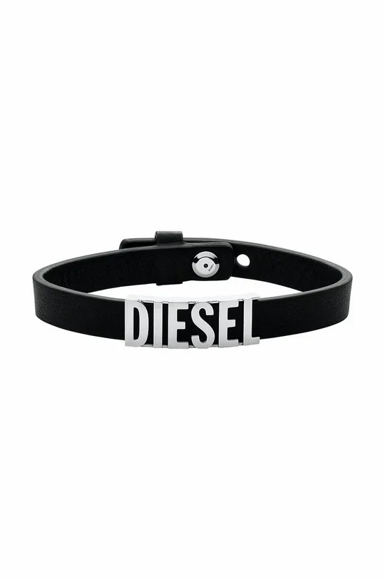 czarny Diesel bransoletka skórzana Męski