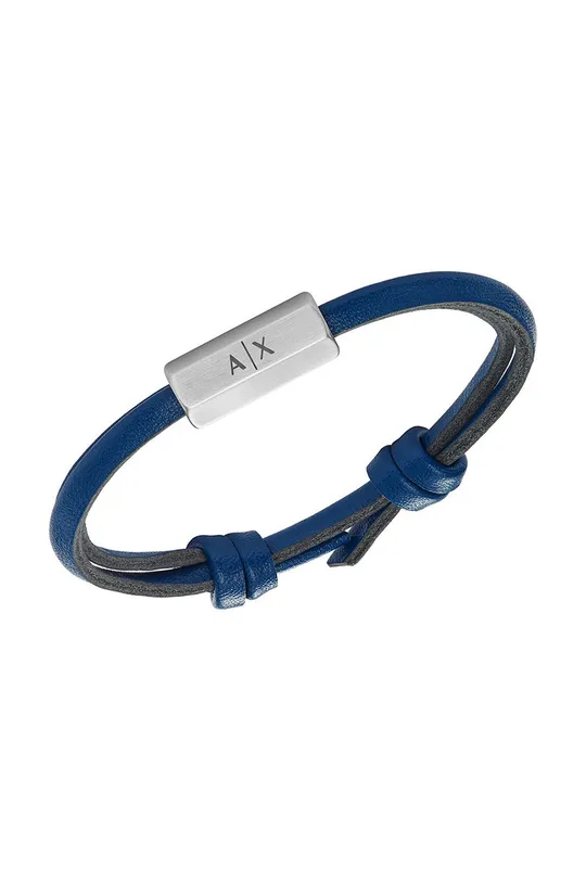 Кожаный браслет Armani Exchange тёмно-синий