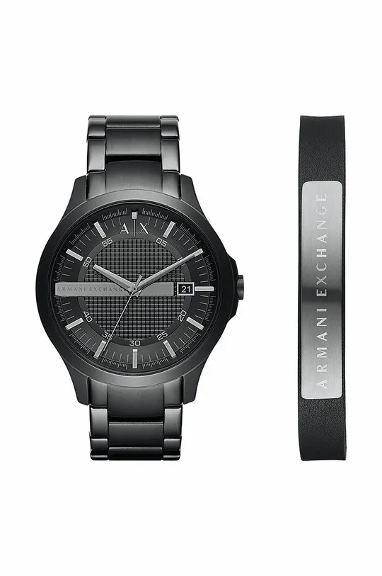 Armani Exchange zegarek i bransoletka czarny
