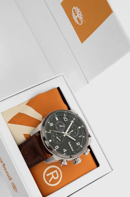 Timberland zegarek Szkło mineralne, Skóra naturalna