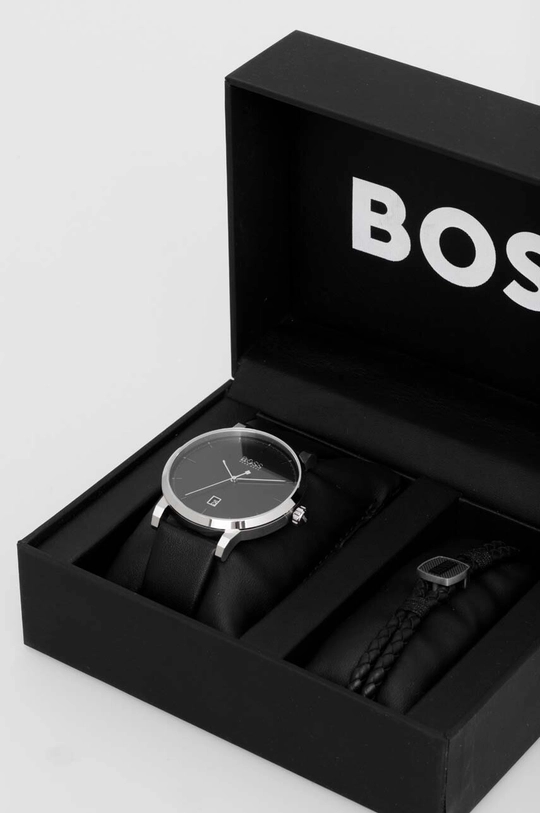 Ρολόι BOSS 1570145 Φυσικό δέρμα, Ανοξείδωτο ατσάλι, Ορυκτό γυαλί