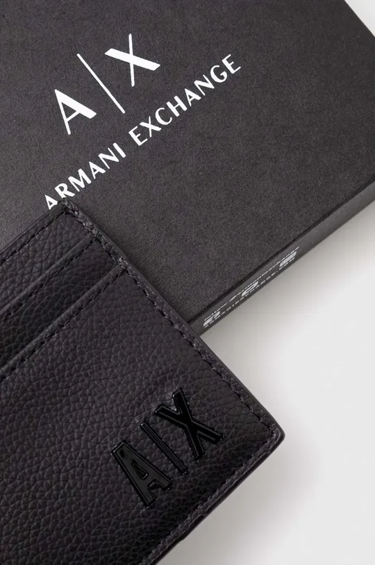 чорний Шкіряний чохол на банківські карти Armani Exchange