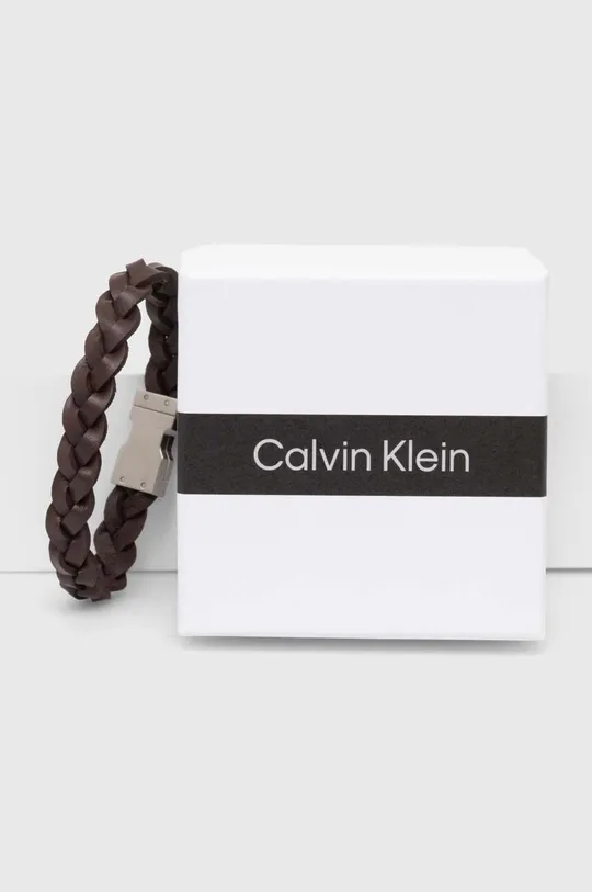 Шкіряний браслет Calvin Klein коричневий