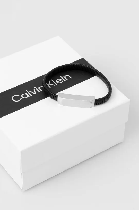 Calvin Klein bransoletka skórzana Skóra naturalna, Stal nierdzewna