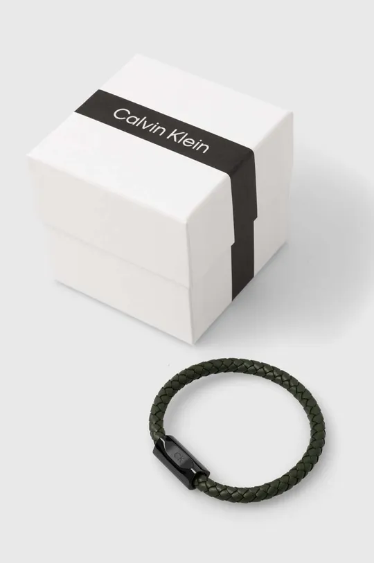 Шкіряний браслет Calvin Klein зелений