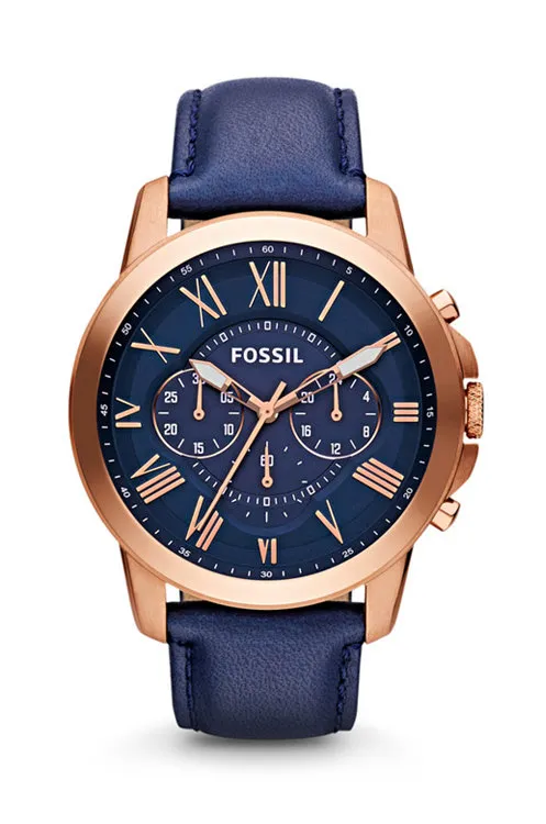 тёмно-синий Fossil - Часы FS4835 Мужской