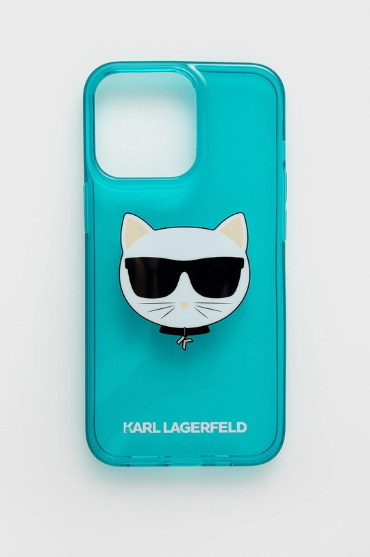 turkusowy Karl Lagerfeld Etui na telefon iPhone 13 Pro KLHCP13LCHTRB Unisex