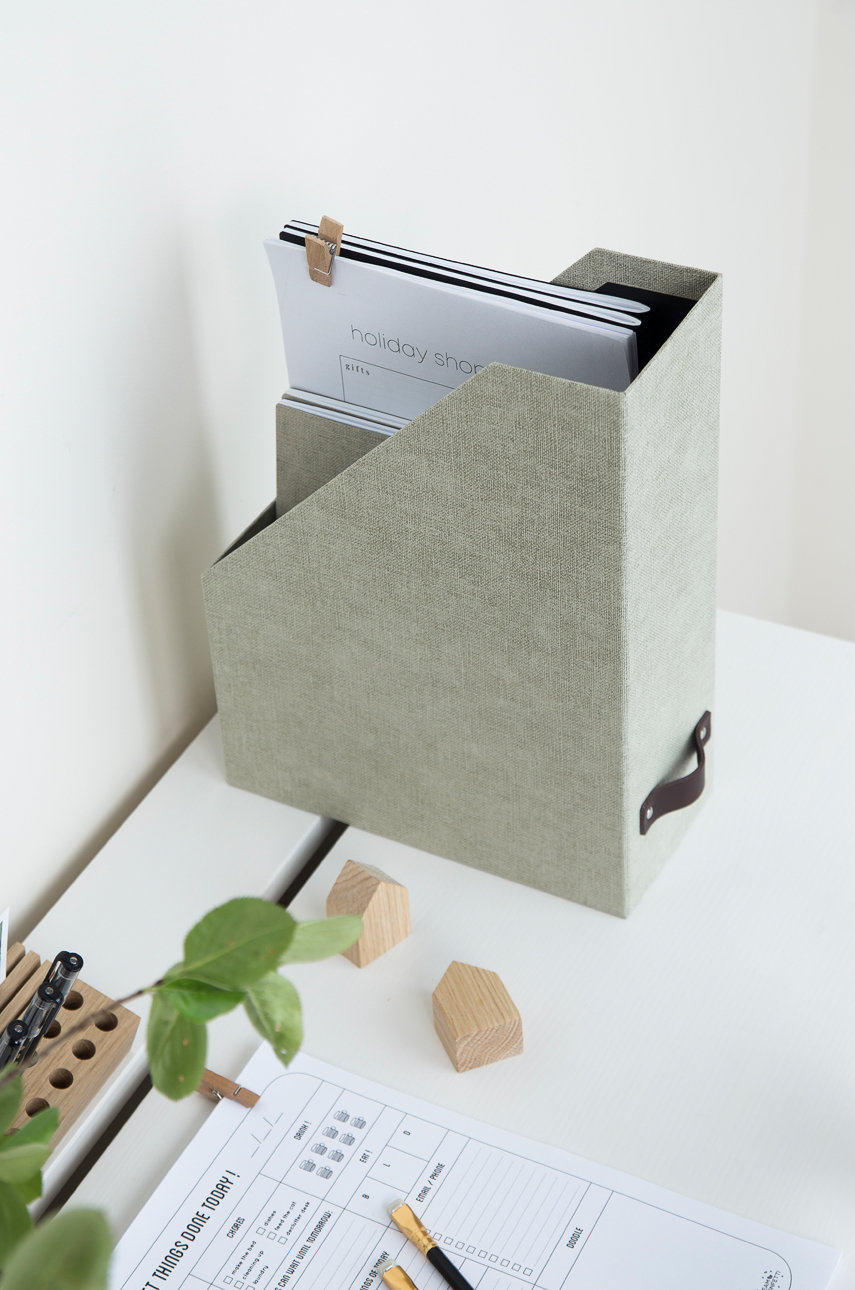 Portadocumenti Bigso Box A3 - Organizer Per Scrivania In Fibra Di Legno, Grigio, Con Coperchio - Foto 6