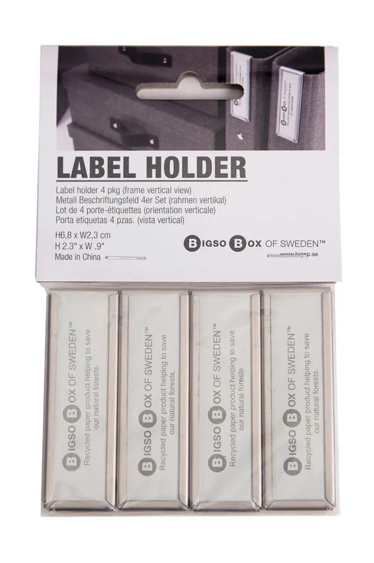 Bigso Box of Sweden komplet vertikalnih etiket (4-pack) siva