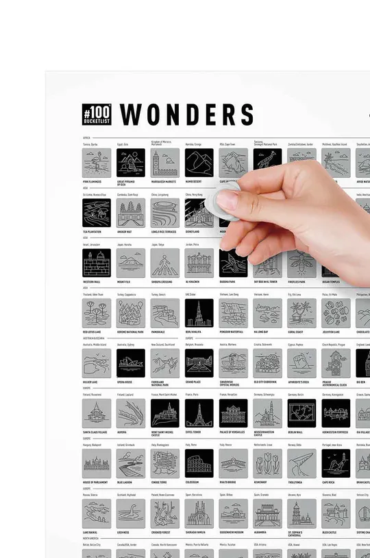 biela 1DEA.me Stierací plagát #100 BUCKETLIST Wonders Edition