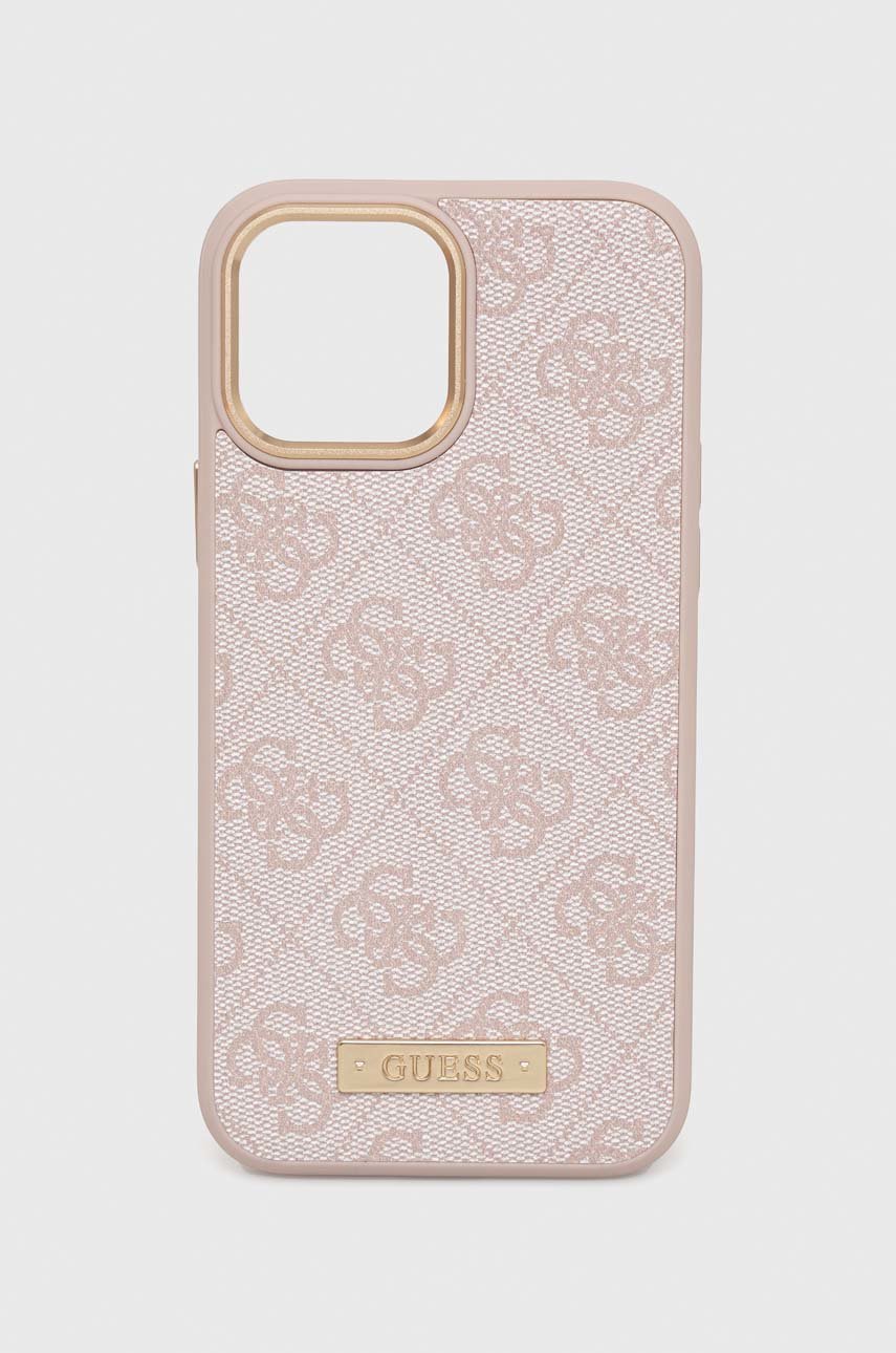 GUESS Custodia Rigida Per IPhone 13 Pro Max - Rosa, Con Strisce 4G E Pelle Ecologica, Compatibile MagSafe - 2