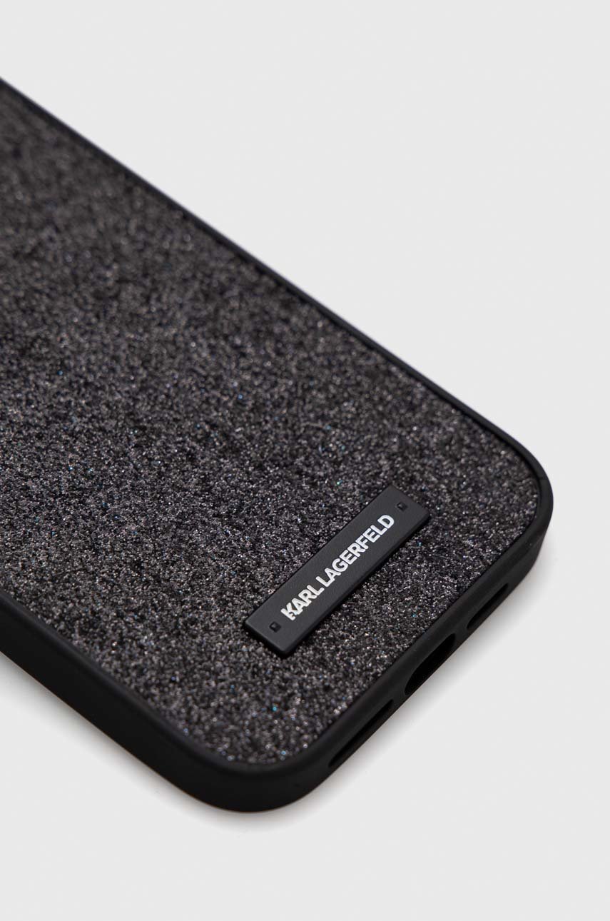 Karl Lagerfeld FW Grained Karl & Choupette Heads Pins & Logo Custodia per iPhone 17 Pro Max nero