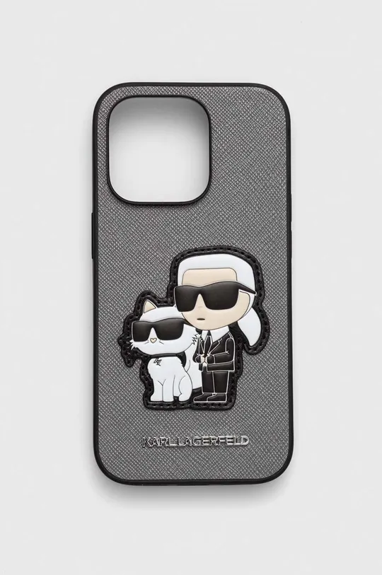 srebrny Karl Lagerfeld etui na telefon iPhone 14 Pro 6.1