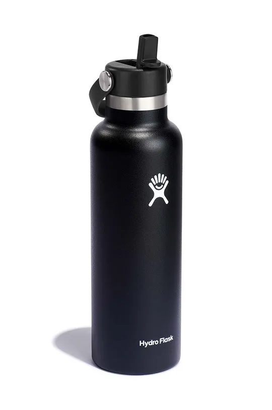 Termo fľaša Hydro Flask 21 Oz Standard Flex Straw Cap Black Nerezová oceľ