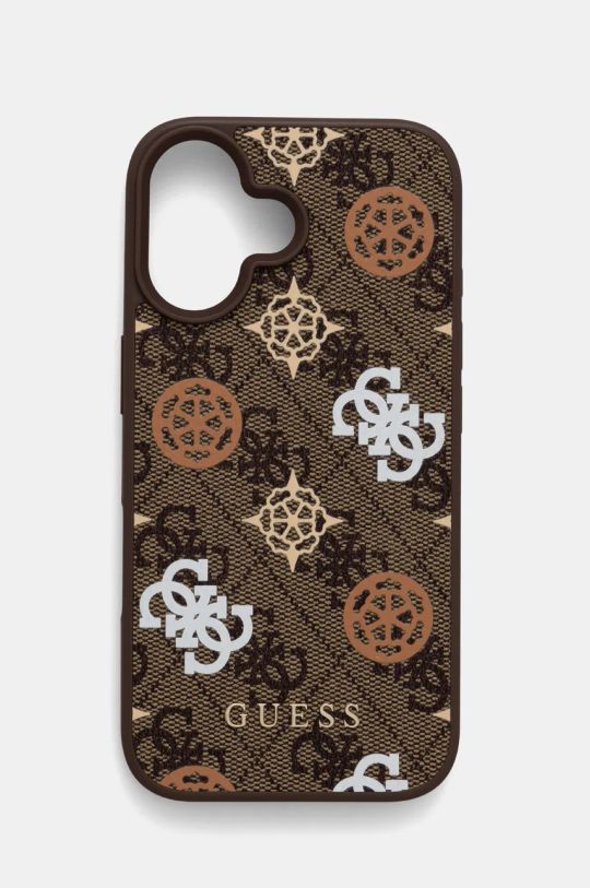 Θήκη κινητού Guess iPhone 16 6.1 για τηλέφωνο καφέ GUHMP16SP4PWPW