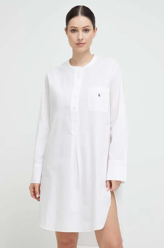белый Хлопковая ночная рубашка Polo Ralph Lauren Женский