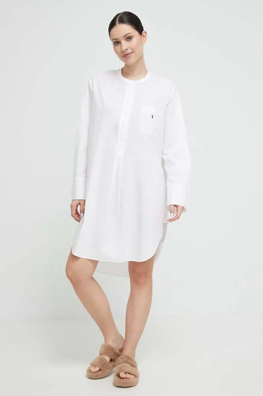 Βαμβακερό νυχτικό Polo Ralph Lauren λευκό
