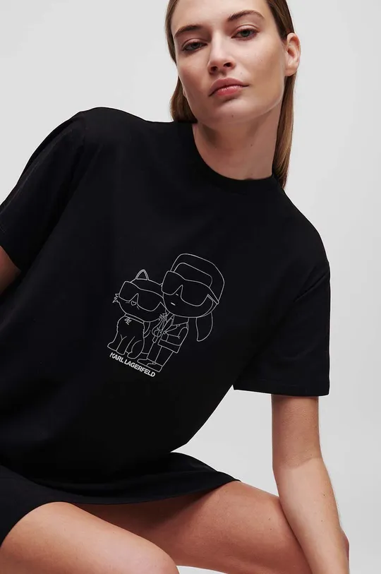 črna Bombažna spalna srajca Karl Lagerfeld