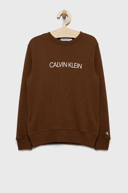 brązowy Calvin Klein Jeans bluza bawełniana dziecięca IU0IU00162.9BYY Chłopięcy