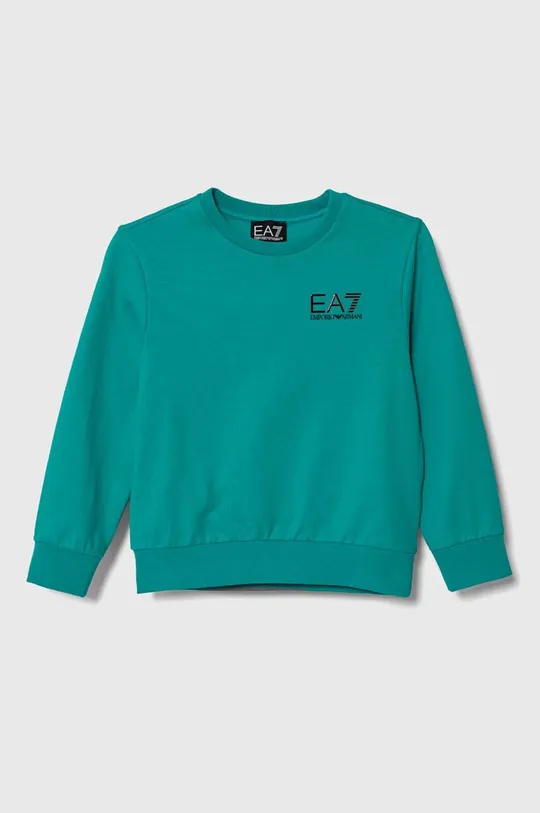 turkusowy EA7 Emporio Armani bluza bawełniana dziecięca Chłopięcy