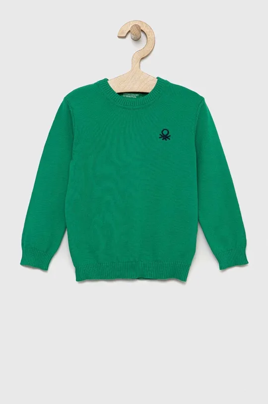 зелений Дитячий бавовняний светр United Colors of Benetton Для хлопчиків