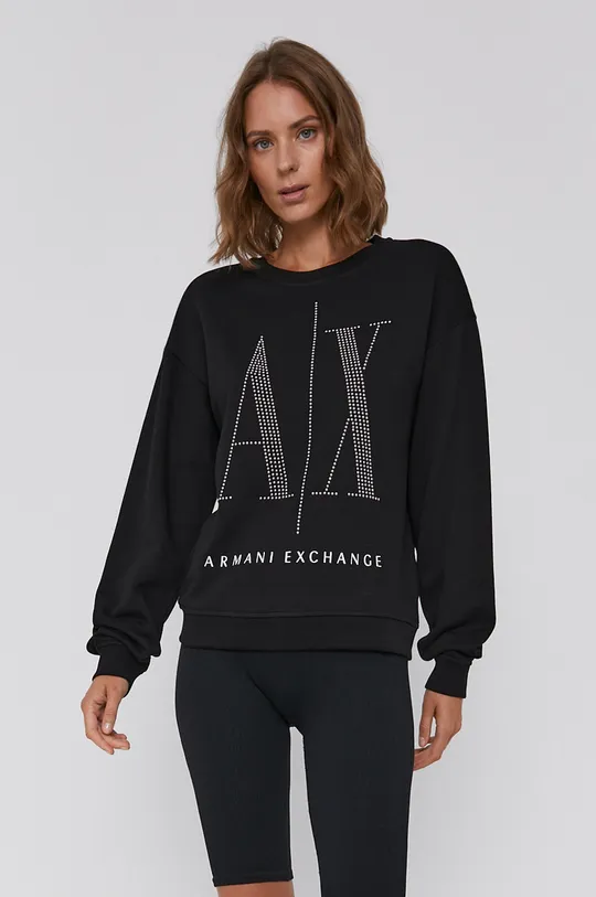 μαύρο Βαμβακερή μπλούζα Armani Exchange Γυναικεία