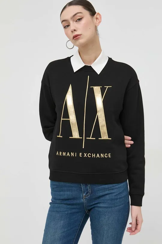 μαύρο Βαμβακερή μπλούζα Armani Exchange Γυναικεία