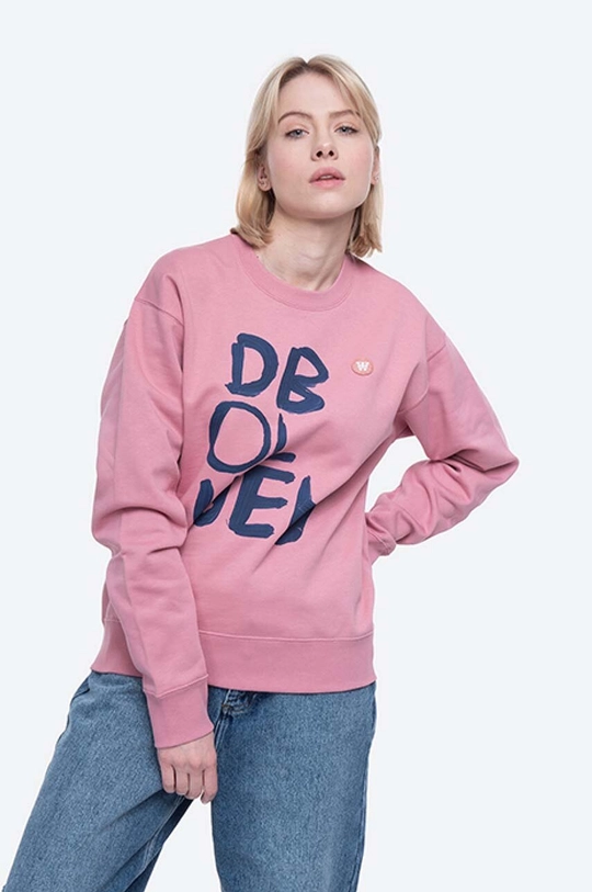 rózsaszín Wood pamut melegítőfelső Jess Sweatshirt 111242-2424 Rose Női