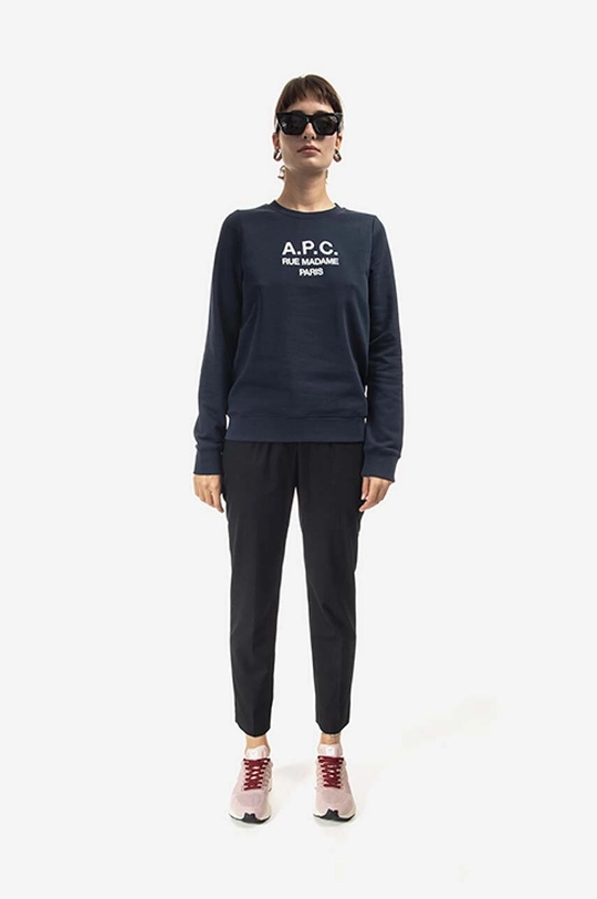 A.P.C. felpa in cotone Sweat Tina blu navy