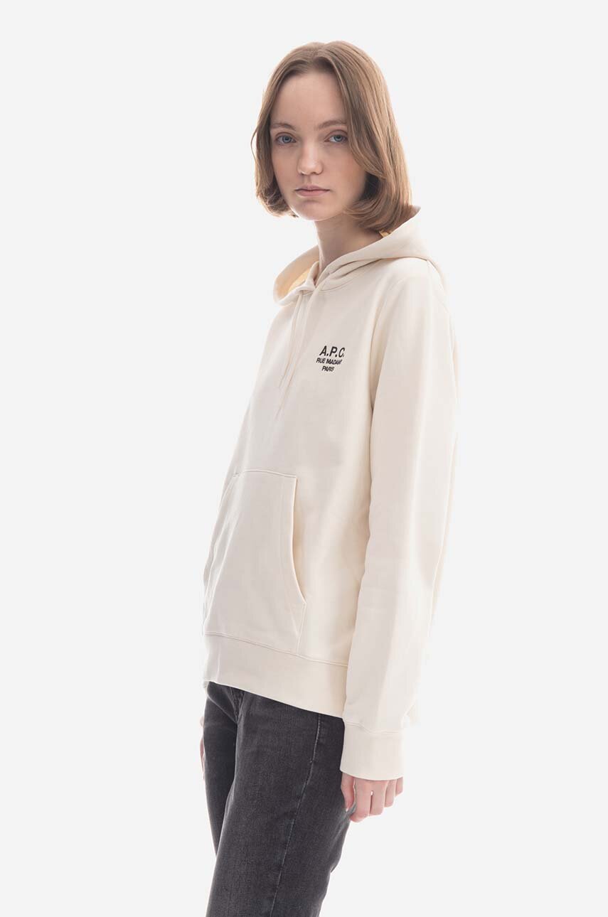 biela Bavlnená mikina A.P.C. Hoodie Manuela Dámsky