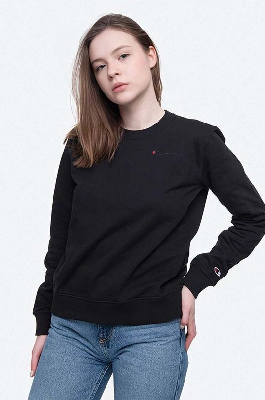 černá Bavlněná mikina Champion Crewneck Sweatshirt Dámský