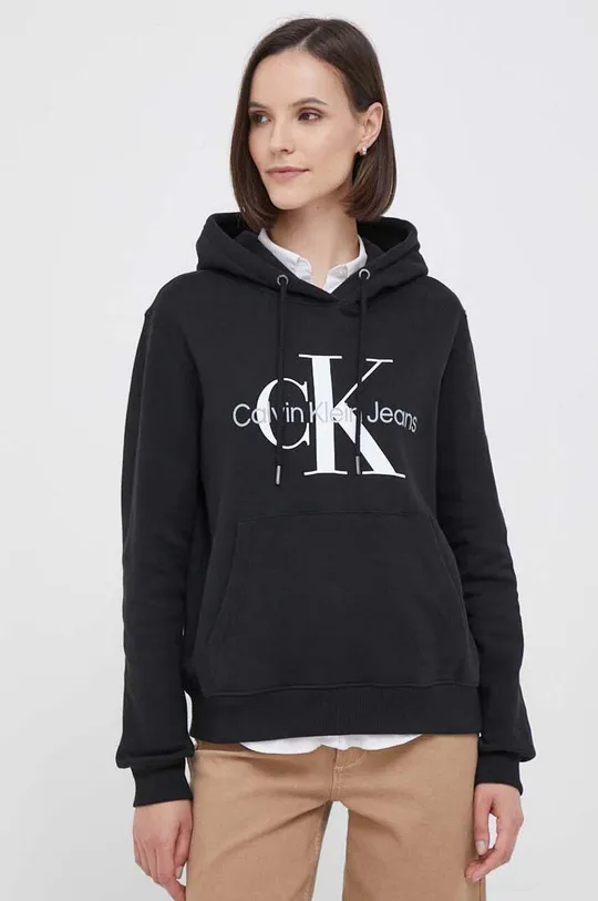 črna Bombažen pulover Calvin Klein Jeans Ženski