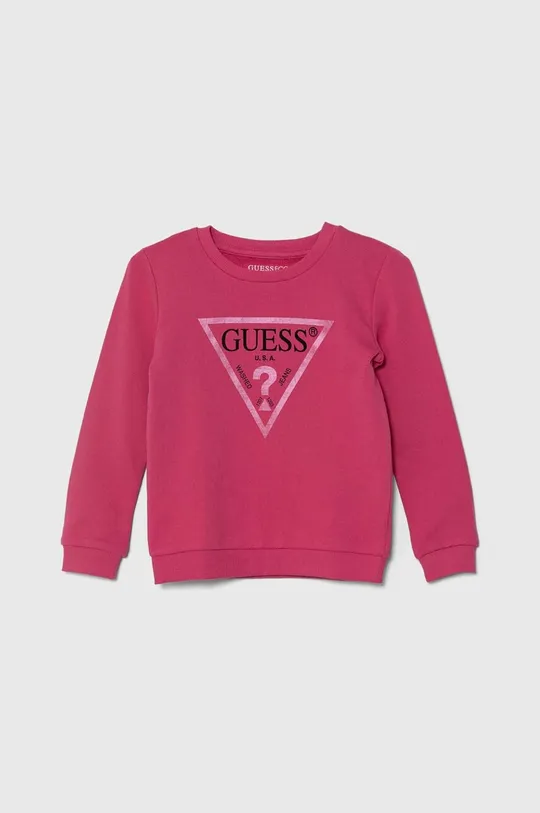różowy Guess bluza bawełniana dziecięca Dziewczęcy
