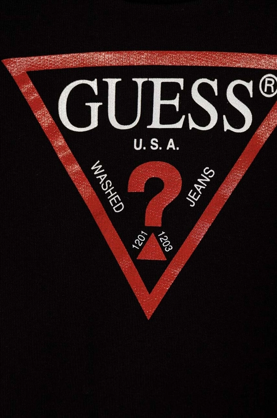 Παιδική βαμβακερή μπλούζα Guess μαύρο