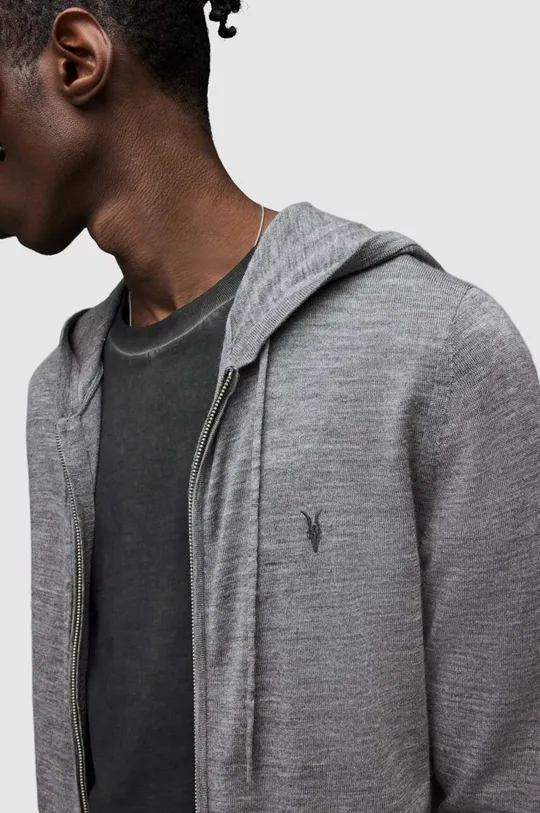 AllSaints - Μπλούζα Mode Merino Zip Hood γκρί
