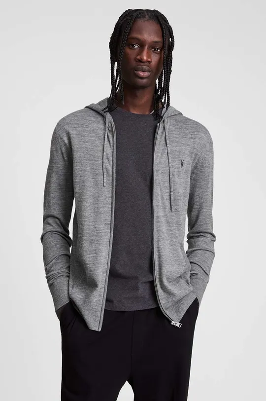 AllSaints - Μπλούζα Mode Merino Zip Hood  100% Μαλλί μερινός