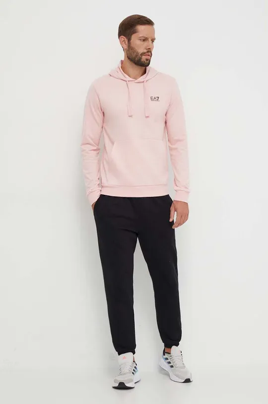 Βαμβακερή μπλούζα EA7 Emporio Armani ροζ