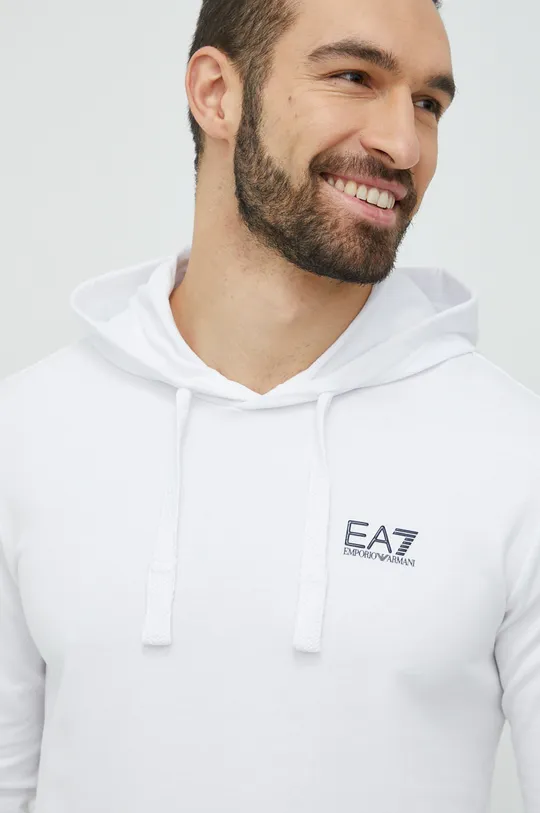 bela Bombažen pulover EA7 Emporio Armani