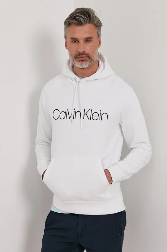 bijela Pamučna dukserica Calvin Klein Muški