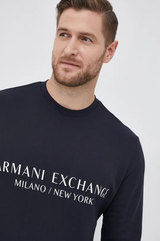 σκούρο μπλε Βαμβακερή μπλούζα Armani Exchange